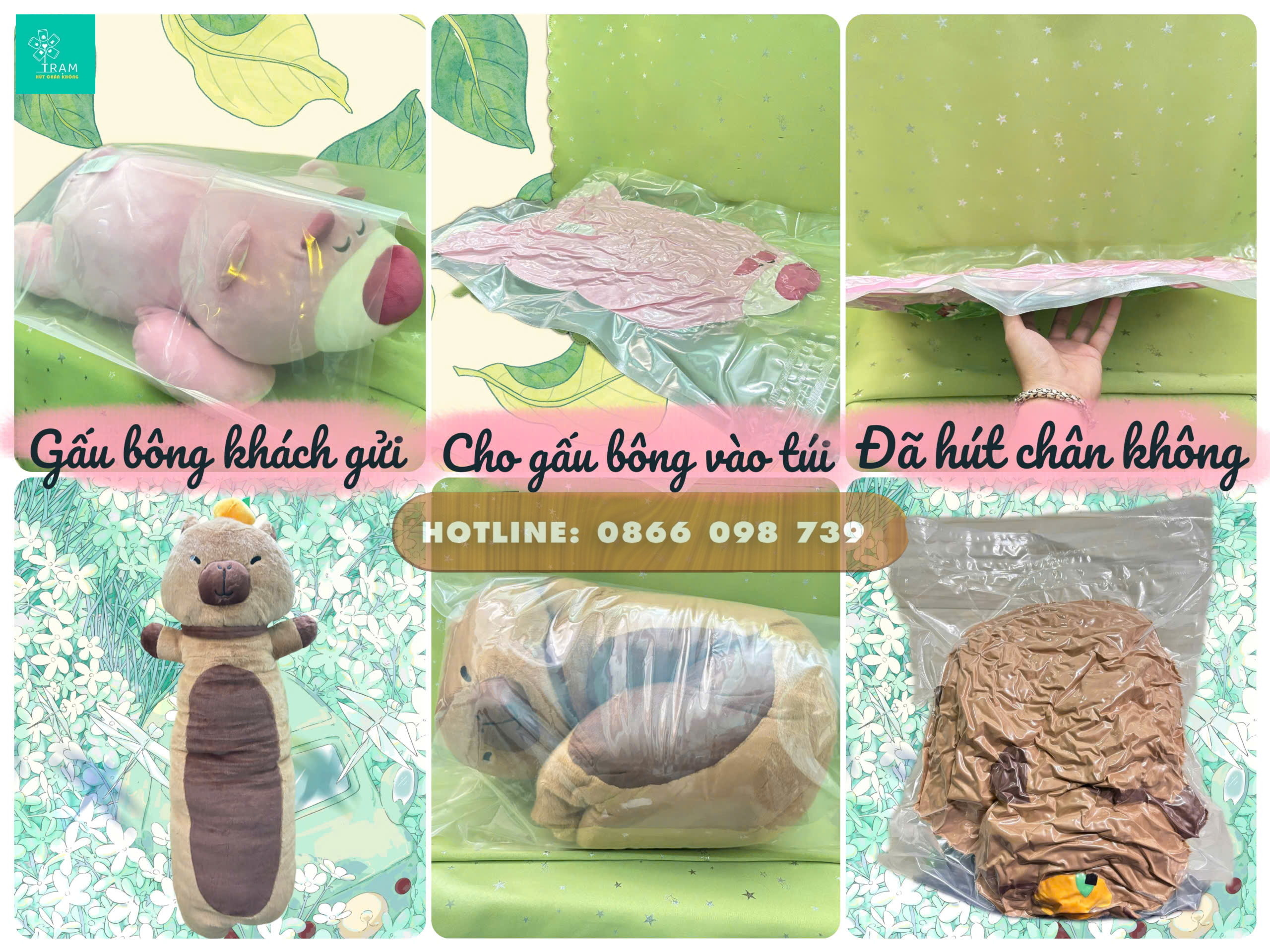 Hút chân không gấu bông siêu gọn gàng