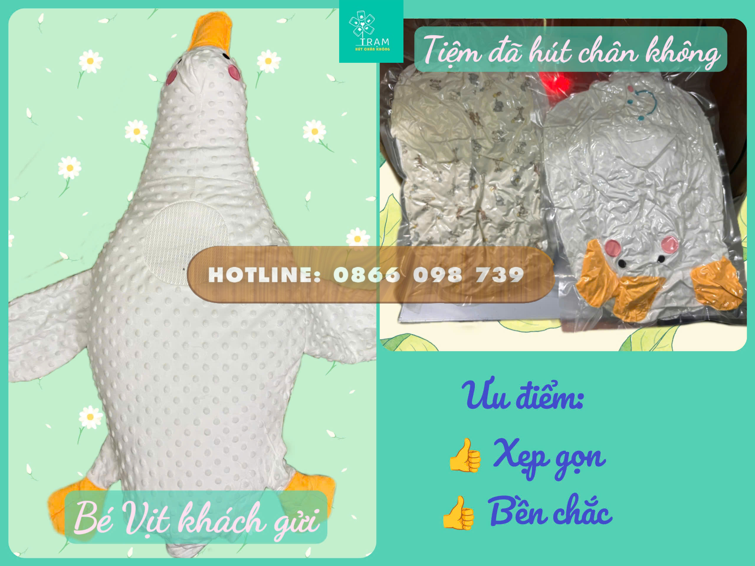 Hút chân không gấu bông tiết kiệm diện tích